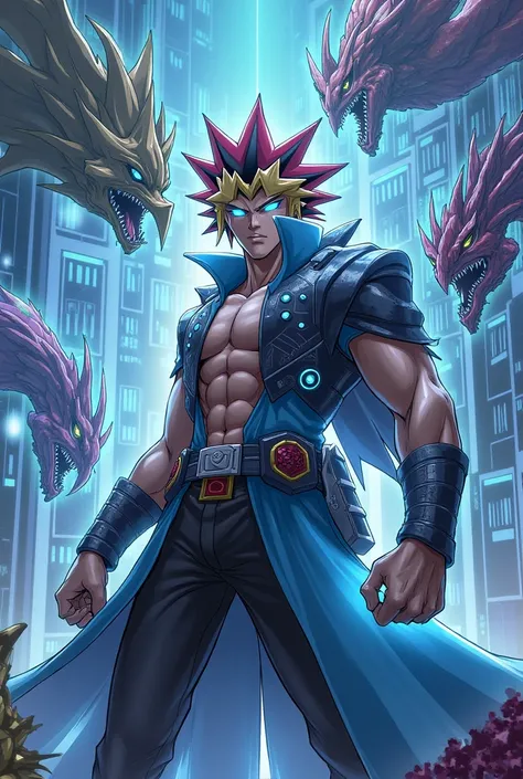 Adult yu-gi-oh character male in battle

