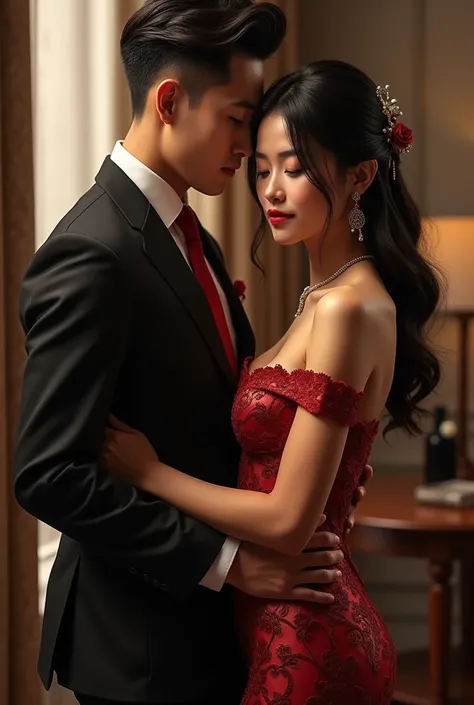 Couple asiatique ultra sexy en tenue sexy et chic