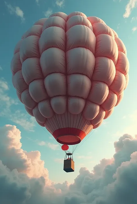 There is a hot air balloon in the shape of a huge down jacket flying in the sky --chaos 55 --ar 9:16 --stylize 650 --v 6.1