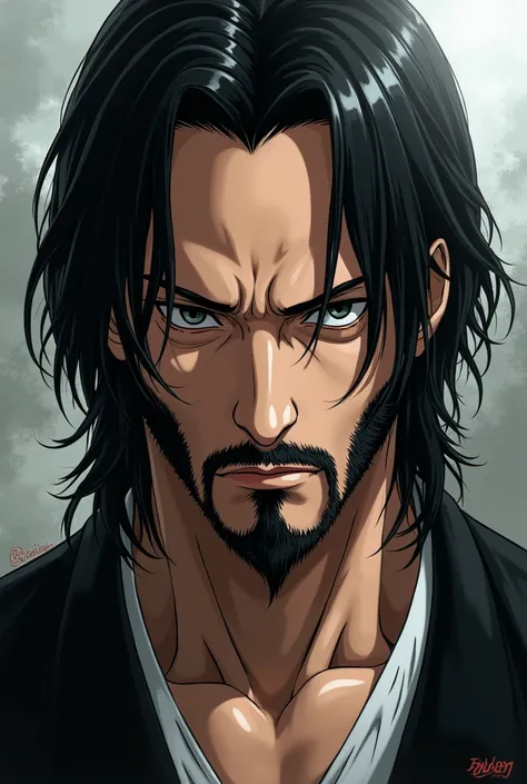 Realistic image of actor Keanu Reeves playing a realistic real-life character from the anime Bleach