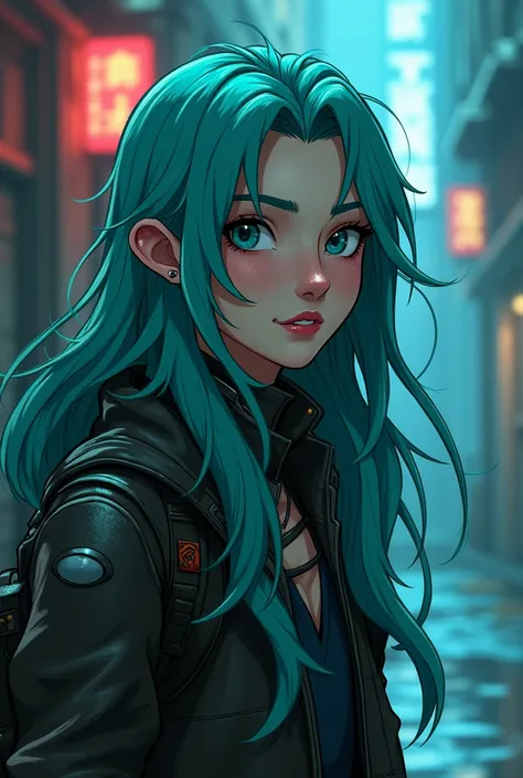 make an oc from arcane long, ash-turquoise hair from the undercity in the arcane art style