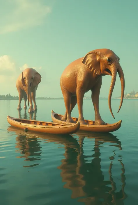 canoes with legs like Dalís elephants}