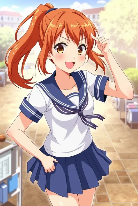 Crea una imagen de honoka kousaka del anime de love live 