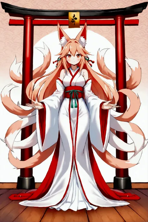 torii　Shrine maiden　Nine-Tailed Fox