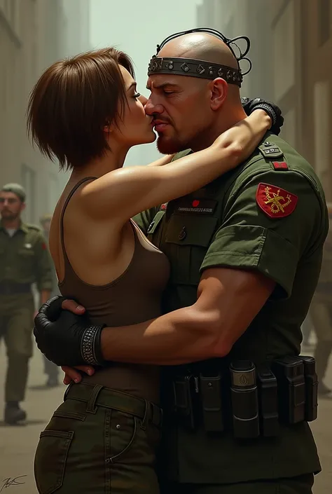 Yuri from game Red Alert 2 kissing special agent Tanya Addams from game Red Alert 2.Yuri is 40 year old man .He is  bald and resemble Lenin. He dont  have eyebrows. He has delicate wrinkles around his almond- shaped eyes.He has red goatie and moustache. He...