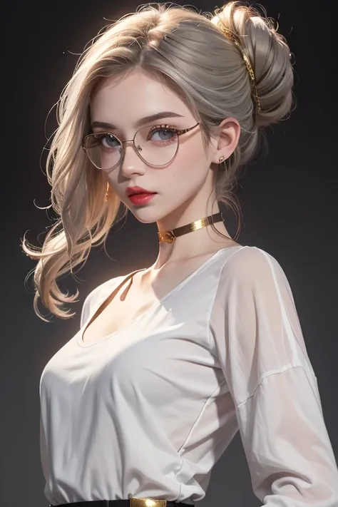 The image is a digital illustration of the character with a focus on detailed facial features and clothing. The character has long, flowing silver hair styled in an elegant updo with loose strands framing the face. Her skin is pale, and her character has e...