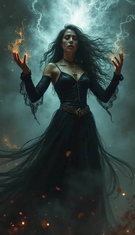 "Lilith casting dark, swirling magical spells with intense fury, but the spells are dissipating upon contact with a wave of divine light from Jesus. The contrast between the dark magic and the pure light is dramatic, showing the overwhelming power of good ...