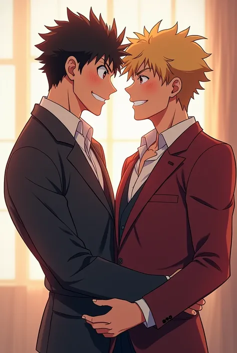 anime - my hero academia style image of a two man making sex chupando o pau do amigo