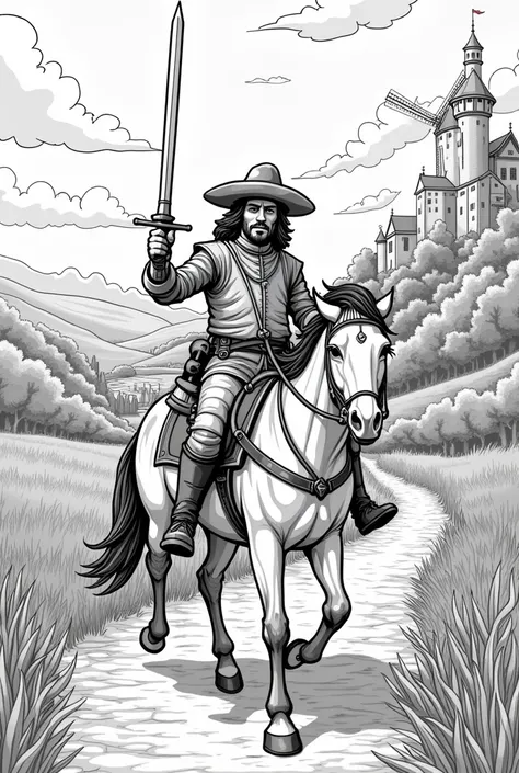 10 coloring pages about the work of Don Quixote de la Mancha