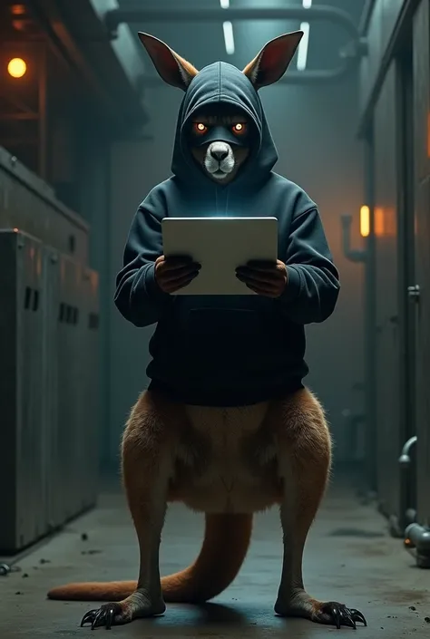 And a realistic image of a hacker kangaroo