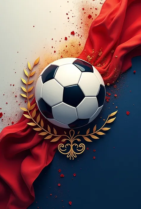 Invitation card for soccer match.
White,Red and Blue background not star
flag is karen flag
Football at middle of the invitation card.
Football color is gold