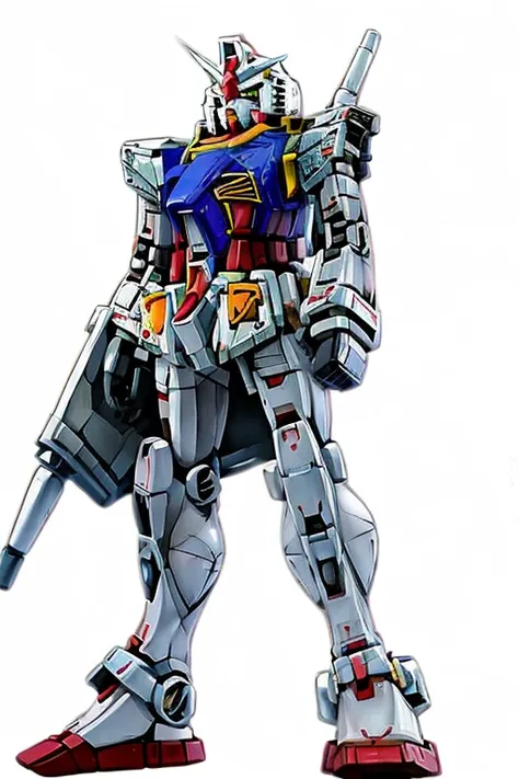 full body shot, character reference, Gundam Design、Female body type、Simple white background、Model standing、high resolution、Masterpiece、Upper Body。