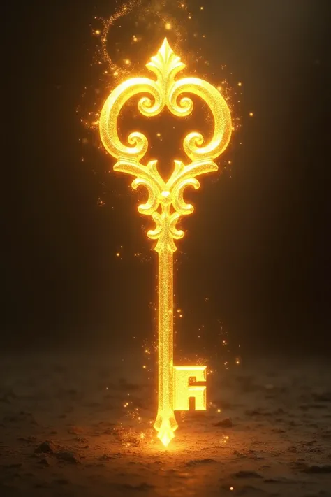 Golden key with golden lights 