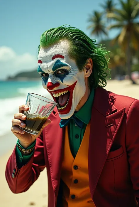 Joker drinking poop water on Ipanema Beach 