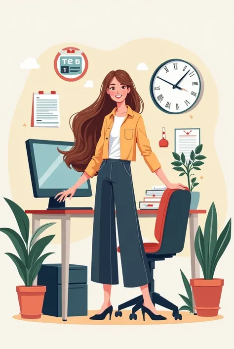 Make a vector picture about Assisting with day-to-day operations such as answering phone calls, preparing documents needed, and organizing schedules. I am a girl