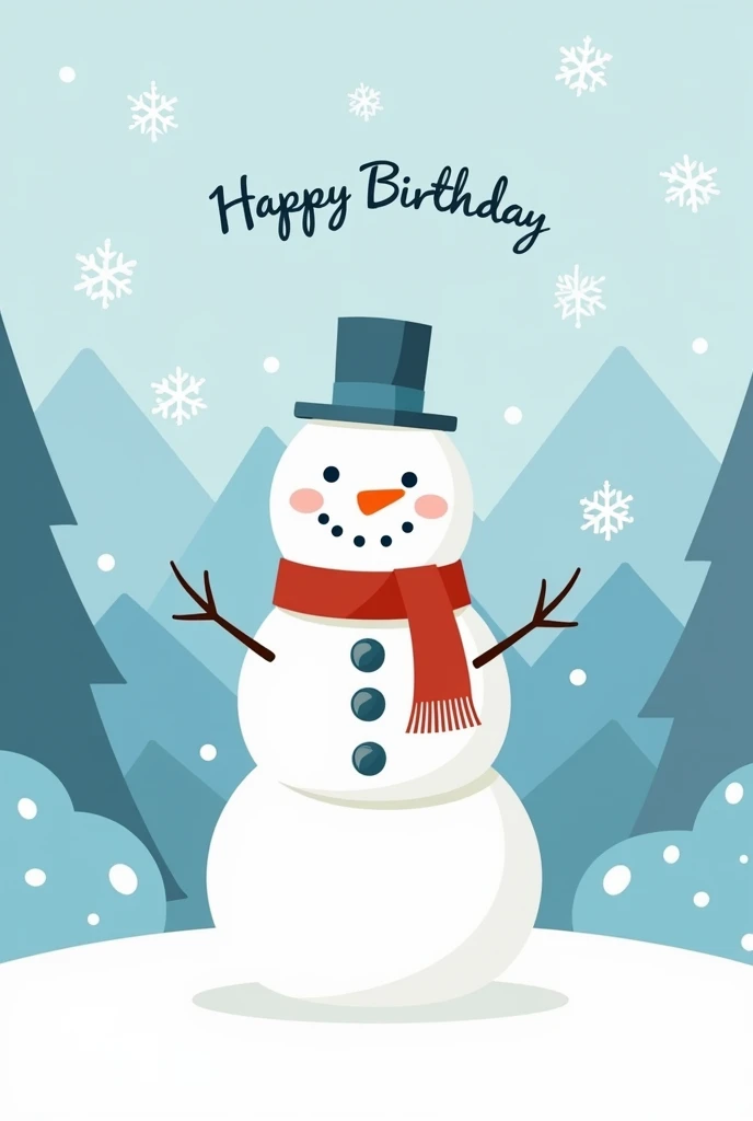 Simple vector image Christmas birthday card 