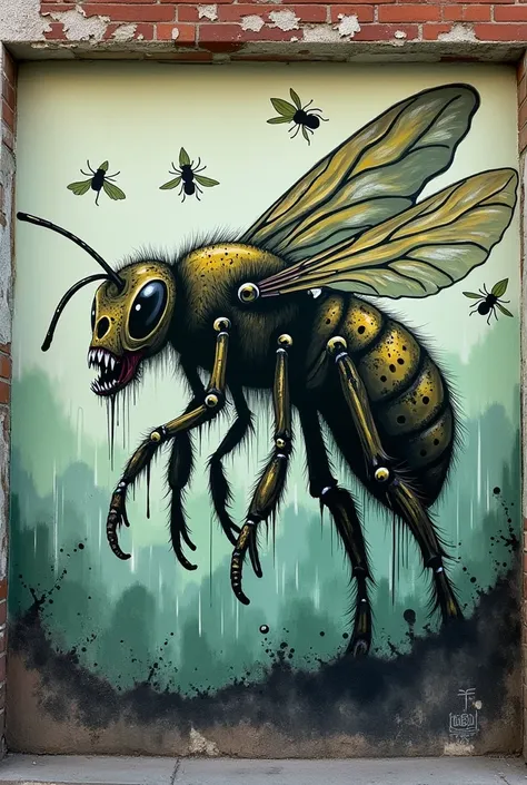 Zombie bee graffiti character