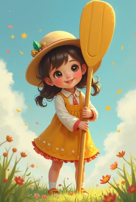 cute girl hugging a giant paddle 
