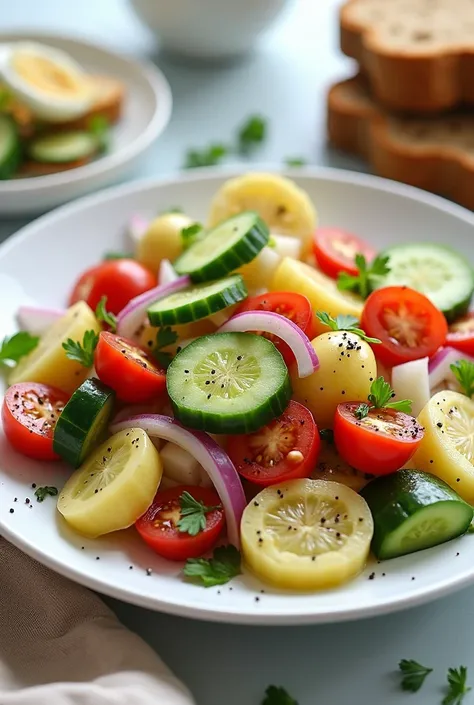 Russian salad in a healthy breakfast