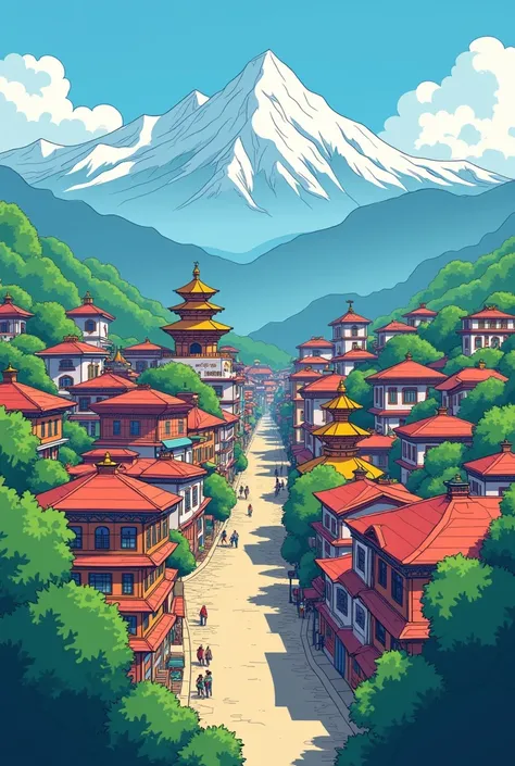  nepal city drawing like anime from sky view easy simple to draw anime city from sky