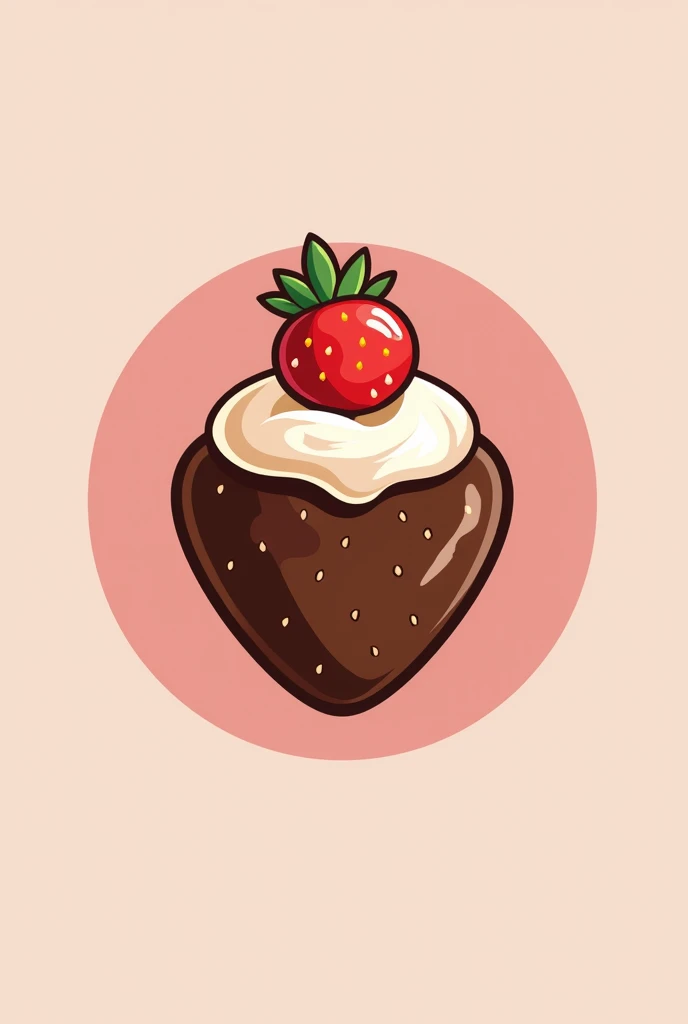  create a logo for a strawberry and chocolate smotthies brand  , Includes : strawberry-cream-nutella-chocolate .  make 2 images one in which the logo looks perfect if it is cut out in a circular way and the other to promote
