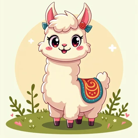 cute llama, cartoon