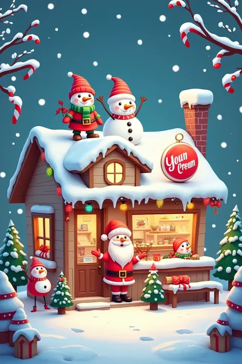 Christmas design for an ice cream shop 