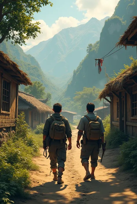 Image of Lucas and Matheus arriving at the secluded village

