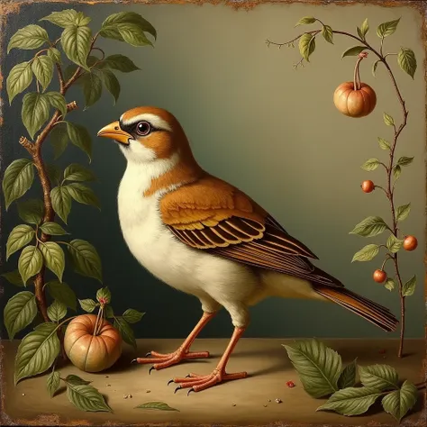 Early Renaissance-style image, of a sparrow