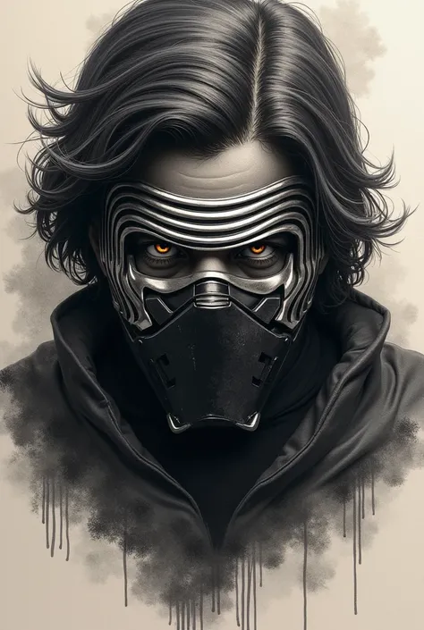 Draw a Kylo Ren sketch-style tattoo