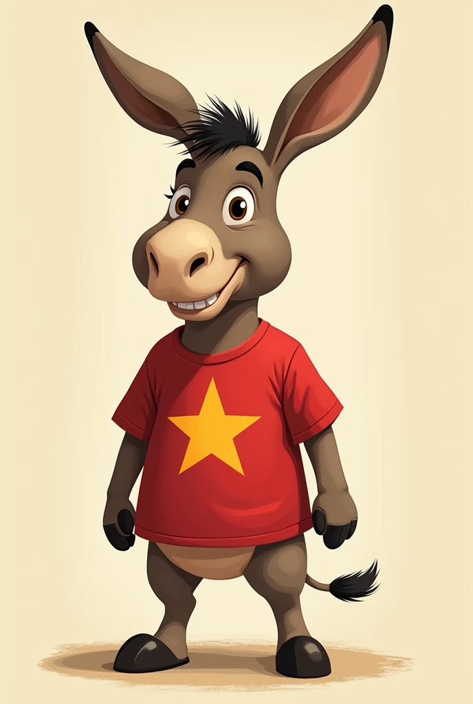 Donkey with red t-shirt with communist star written inside PT