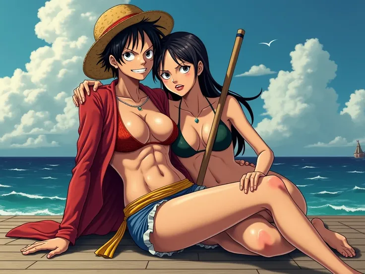 Play One Piece main male character Monkey d Luffy a photo of the straw hat Luffy is very hot Luffy is shirtless and also without underwear in the middle of the ship floor Nami the Gatuna is a fictional character from the manga and anime One Piece Nami has ...