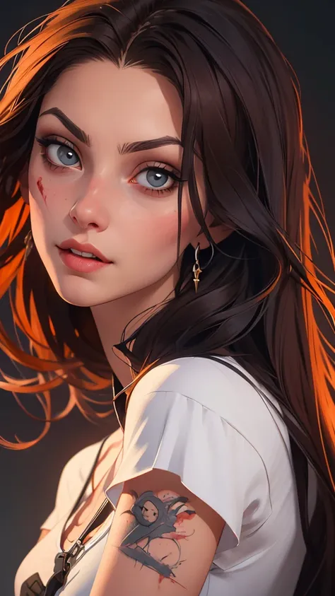 a drawing of a woman with blood on her face and a bloody collar, Charlie Bowater art style, arte da personagem charlie bowater,  Lois van Ross draws , Ross Draws 1. 0, female vampire, carmilla vampire, artgerm e rossdraws, Charlie Bowater style, vampire gi...