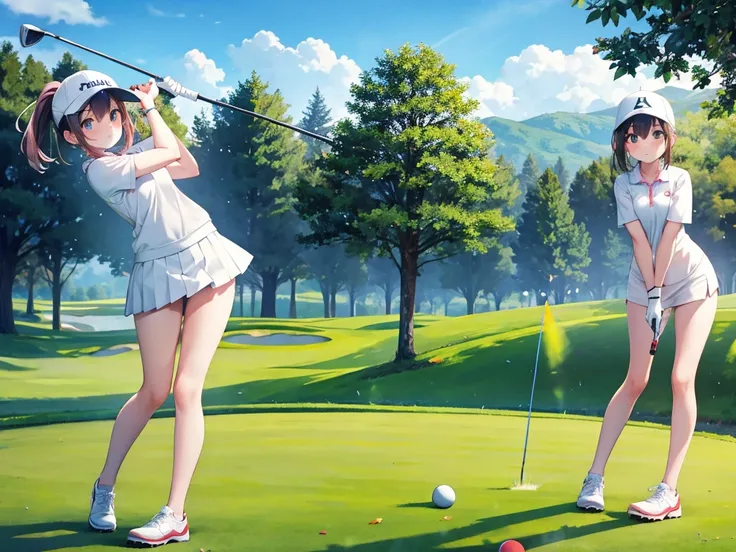 Golf Course,Tee ground,Naked Girl,Hit the tee-up ball