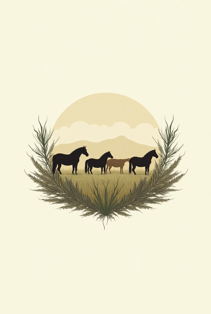 Logo design for a cap that includes morichales and identifies the plain with horses