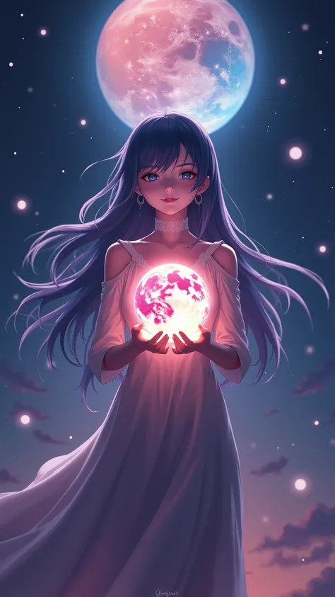 multicolor anime female, background, spiritual, holding a inconnu planet in her hands, character in space, cinematic lighting, highly detailed, digital painting, 8k, masterpiece, photorealistic, intricate details, dramatic composition, ethereal atmosphere,...