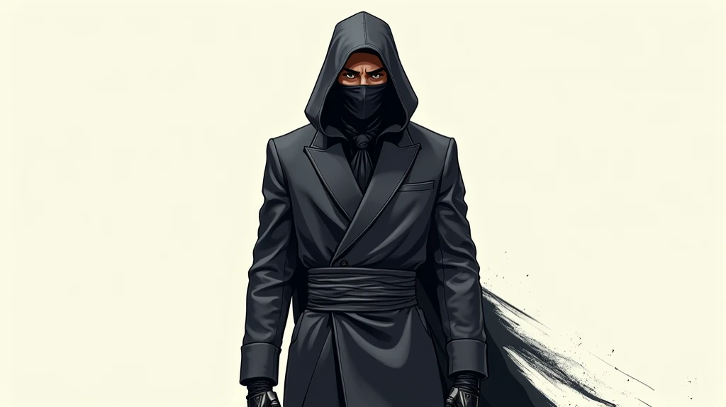 Mens Satin Sash suit ninja  sketch vector