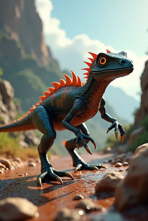 Create a hot wheels car combined with a prehistoric 2-legged lizard