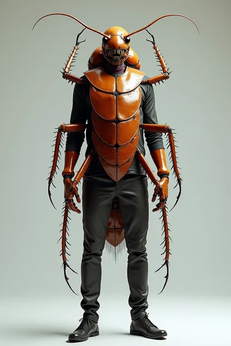 Man with realistic cockroach costume 