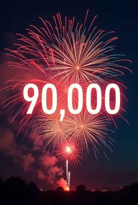 Create an Instagram story image thanking 90,000 followers with fireworks effects 