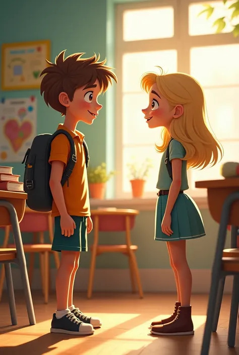 a boy and a girl asking their teacher something