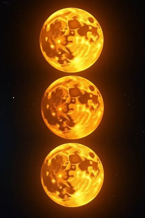 Four different images of the Moon in different yellow stages