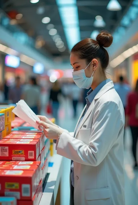 disinfectant wipes expert un mershandinsing in a shopping mall