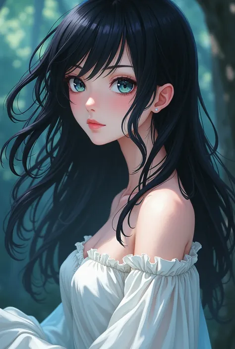 Anime girl/White sleeve black-haired eyes model Siren pretty who is with Zoro from One Piece