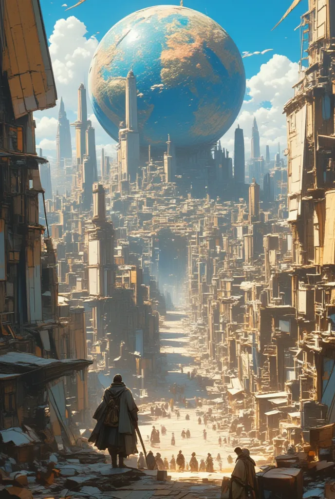 aerial view of ancient city showing huge buildings and a huge globe, beksinski and dan munford,  greg beeple  , ( ( ( ( ( dan mu...