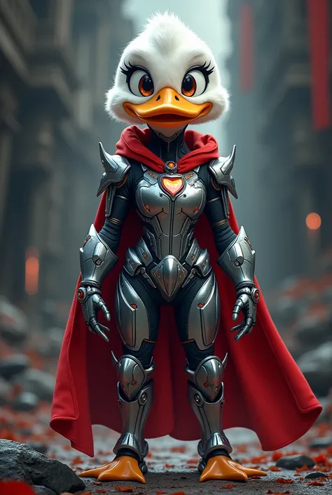 A cartoon duck character wearing a futuristic metallic armor with intricate details, standing in a mystical medieval background. The character has a heroic pose, and the text ‘NÁRNIA’ in bold, stylized font is overlaid on the image.
As the background of th...