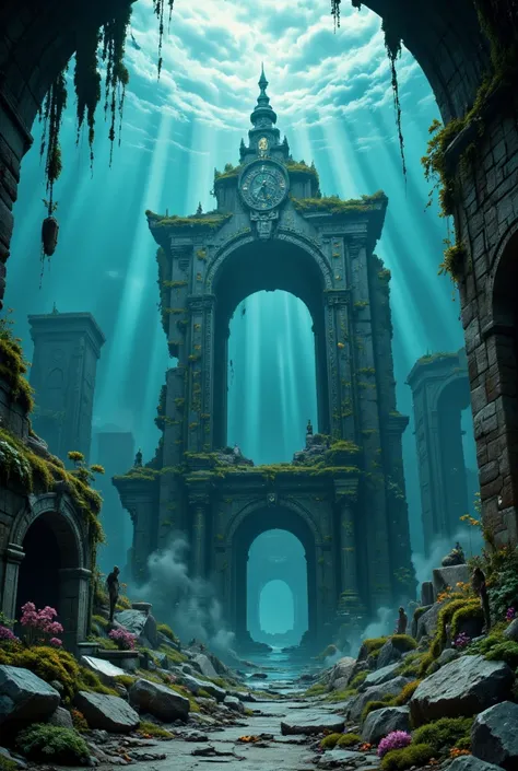 Fantasy art, ruins of a sunken city on the continent of Atlantis, masterpiece, best quality, very aesthetic, absurdres, very aesthetic