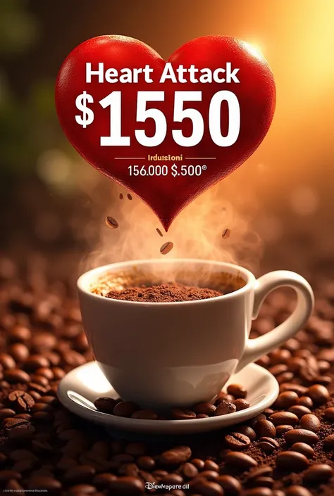 image of an offer or promotion in the Spanish language about special coffee that costs 15.50 but let it be a heart attack offer 