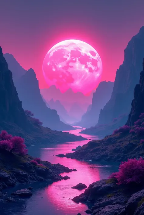 Fantasy art neon landscape