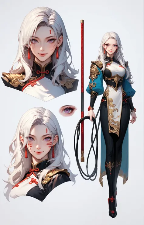  high resolution,  Theres nothing there,  best quality, masterpiece,  Intricate Details ,  ridiculous results , 4K, Semi-realistic,, The character design is excellent, Reference Table, simple white background, Color Guide, (Multiple Views), (whole body), 1...